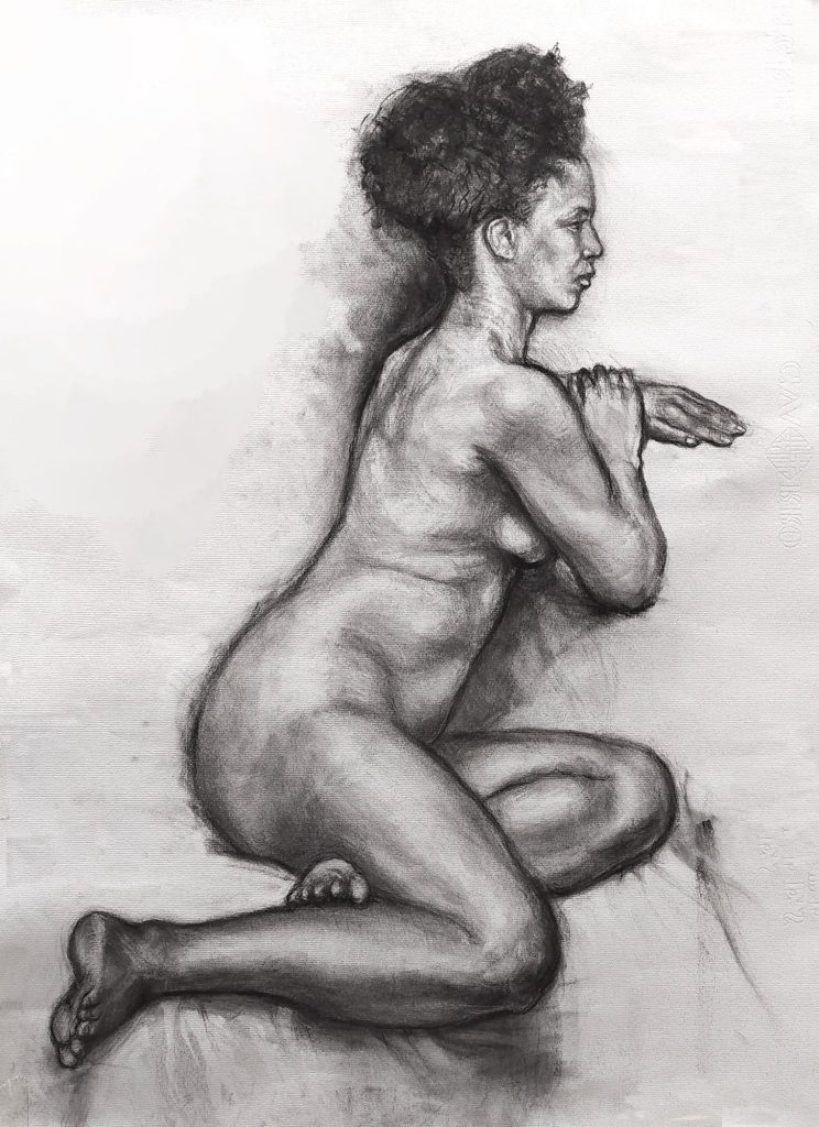 black woman drawing